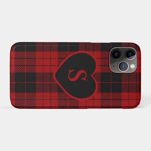 Geruite Monogram Kerst Rode Buffel Plaid Case-Mate iPhone Case (Achterkant (horizontaal))