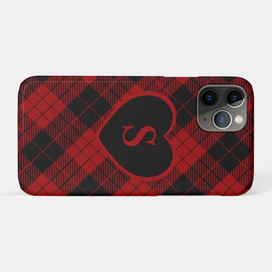 Geruite Monogram Kerst Rode Buffel Plaid Case-Mate iPhone Case (Achterkant (horizontaal))