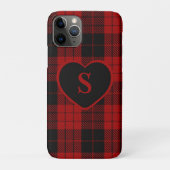 Geruite Monogram Kerst Rode Buffel Plaid Case-Mate iPhone Case (Achterkant)