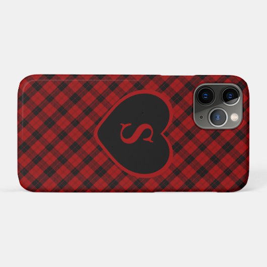 Geruite Monogram Kerst Rode Buffel Plaid Case-Mate iPhone Case (Achterkant (horizontaal))