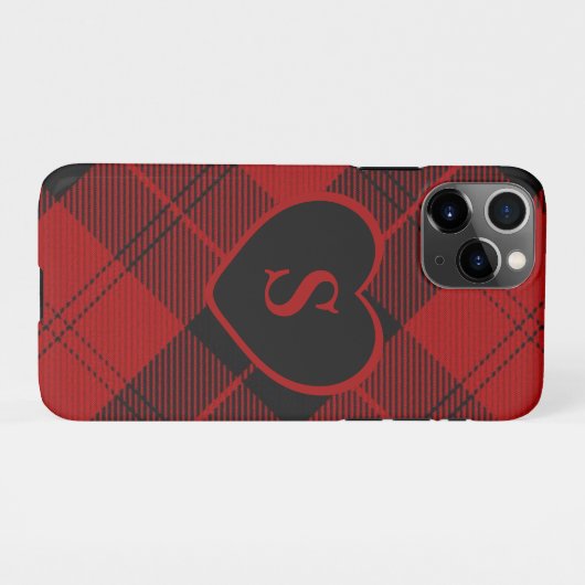 Geruite Monogram Kerst Rode Buffel Plaid iPhone Hoesje (Achterkant horizontaal)