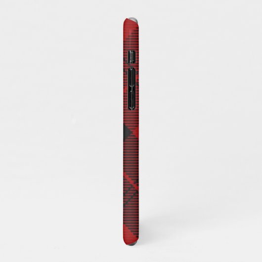 Geruite Monogram Kerst Rode Buffel Plaid iPhone Hoesje (Linkerkant)