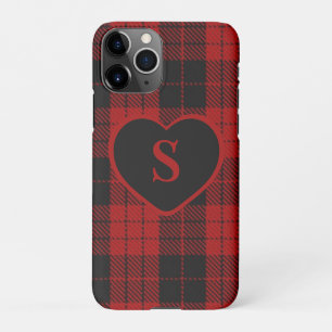Geruite Monogram Kerst Rode Buffel Plaid iPhone 11Pro Hoesje