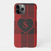 Geruite Monogram Kerst Rode Buffel Plaid iPhone Hoesje (Achterkant)