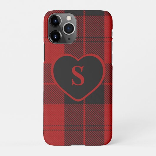 Geruite Monogram Kerst Rode Buffel Plaid iPhone Hoesje (Achterkant)