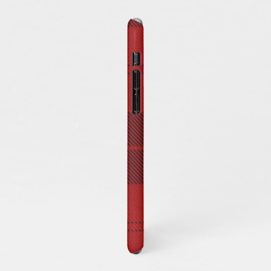 Geruite Monogram Kerst Rode Buffel Plaid iPhone Hoesje (Linkerkant)