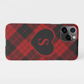 Geruite Monogram Kerst Rode Buffel Plaid iPhone Hoesje (Achterkant horizontaal)