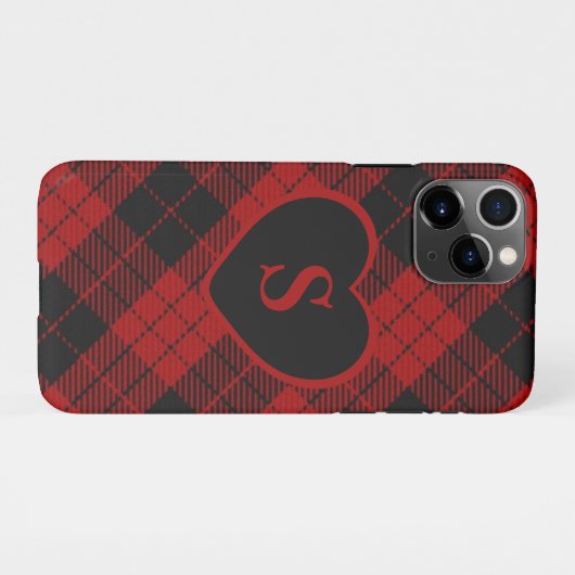 Geruite Monogram Kerst Rode Buffel Plaid iPhone Hoesje (Achterkant horizontaal)