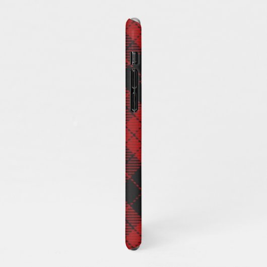 Geruite Monogram Kerst Rode Buffel Plaid iPhone Hoesje (Linkerkant)