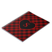 Geruite Monogram Kerst Rode Buffel Plaid Notitieboek (Linkerzijde)