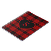 Geruite Monogram Kerst Rode Buffel Plaid Notitieboek (Linkerzijde)