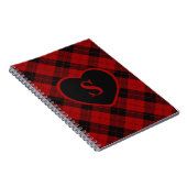 Geruite Monogram Kerst Rode Buffel Plaid Notitieboek (Rechterzijde)
