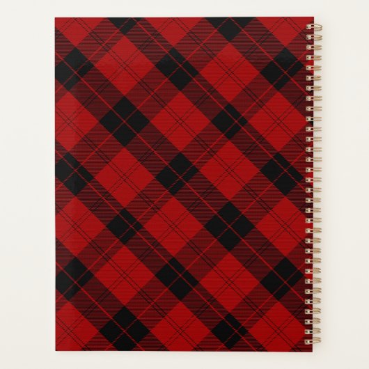Geruite Monogram Kerst Rode Buffel Plaid Planner (Achterkant)