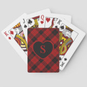 Geruite Monogram Kerst Rode Buffel Plaid Pokerkaarten (Achterkant)