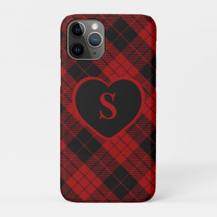 Geruite Monogram Kerst Rood Buffalo Plaid Case-Mate iPhone Case