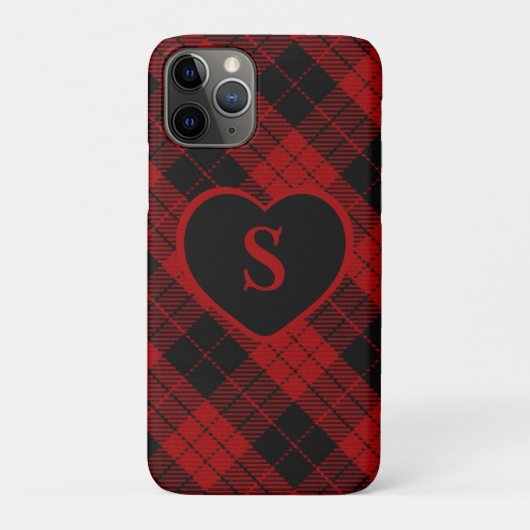 Geruite Monogram Kerst Rood Buffalo Plaid Case-Mate iPhone Case (Achterkant)