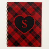 Geruite Monogram Kerst Rood Buffalo Plaid Planner (Voorkant)