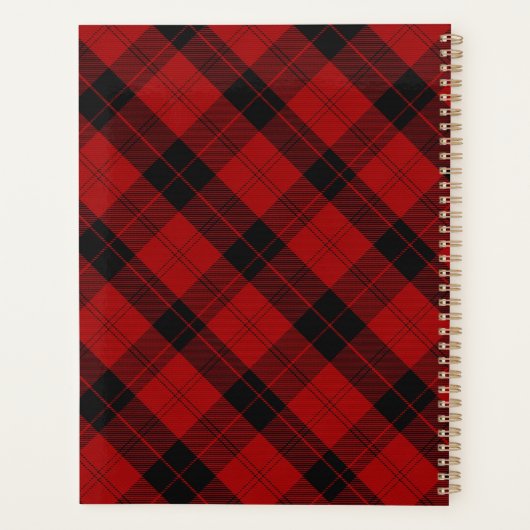 Geruite Monogram Kerst Rood Buffalo Plaid Planner (Achterkant)