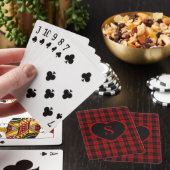 Geruite Monogram Kerst Rood Buffalo Plaid Pokerkaarten (Insitu)