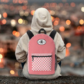 Geruite Monogram Witte en Roze Rugzak