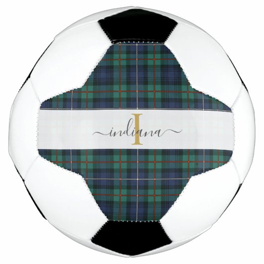Geruite Monogramnaam Initiaal Feminin Voetbal (Voorkant)