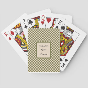 Geruite Mos Groen en Beige Rustige Hoek Quote Pokerkaarten