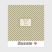 Geruite Mos Groen en Beige Rustige Hoek Quote Sticker (Vel)