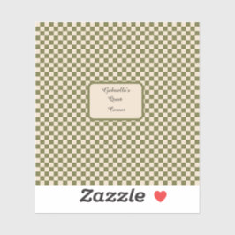 Geruite Mos Groen en Beige Rustige Hoek Quote Sticker