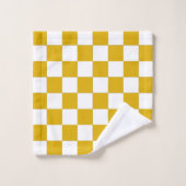 Geruite mosterd geel en wit bad handdoek (Wasdoekje)