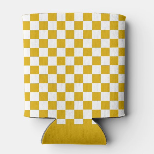 Geruite mosterd geel en wit blikjeskoeler (Achterkant)