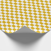 Geruite mosterd geel en wit cadeaupapier (Hoek)