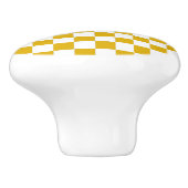 Geruite mosterd geel en wit keramische knop (Zijkant)