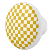 Geruite mosterd geel en wit keramische knop (Rechts)