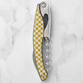 Geruite mosterd geel en wit kurkentrekker (Achterkant)
