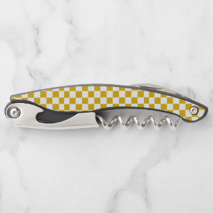 Geruite mosterd geel en wit kurkentrekker