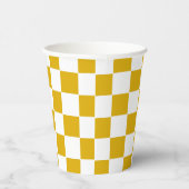 Geruite mosterd geel en wit papieren bekers (Rechts)