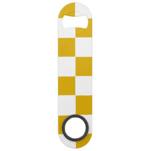 Geruite mosterd geel en wit speed flessenopener