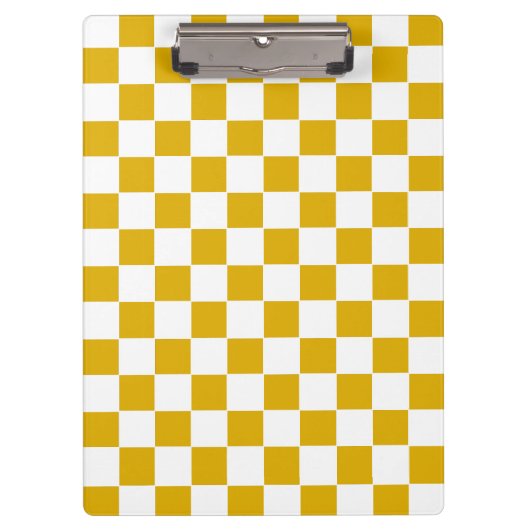 Geruite mosterdgele en witte kleur klembord (Voorkant)