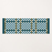 Geruite naam Initiaal Monogram Blauw Groen Yogamat (Voorkant (horizontaal))