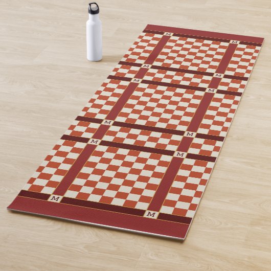 Geruite naam Initiaal Monogram Rust Sinaasappel Yogamat (In situ)