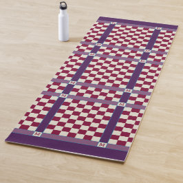 Geruite naam Initiaal Monogram Violet Berry Yogamat