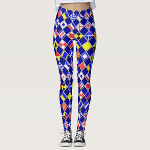 Geruite nautische signaal vlaggen marine blues leggings