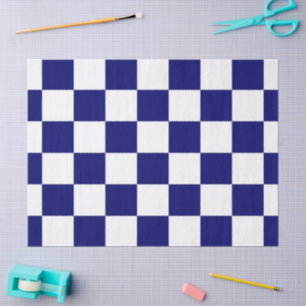 Geruite Navy en White Tissue Paper Tissuepapier