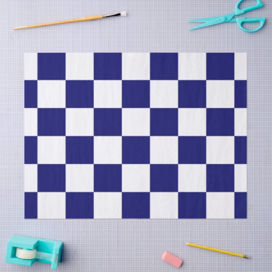 Geruite Navy en White Tissue Paper Tissuepapier (Craft)