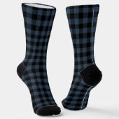 Geruite Navy & Witte Initiële Monogram Soks Sokken (Gebogen)