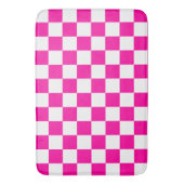 Geruite neon roze en wit badmat (Voorkant Verticaal)