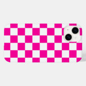 Geruite neon roze en wit Case-Mate iPhone case (Achterkant (horizontaal))