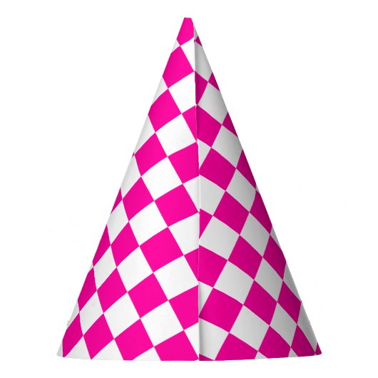 Geruite neon roze en wit feesthoedjes (Achterkant)