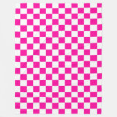 Geruite neon roze en wit fleece deken (Voorkant)