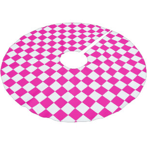 Geruite neon roze en wit kerstboom rok